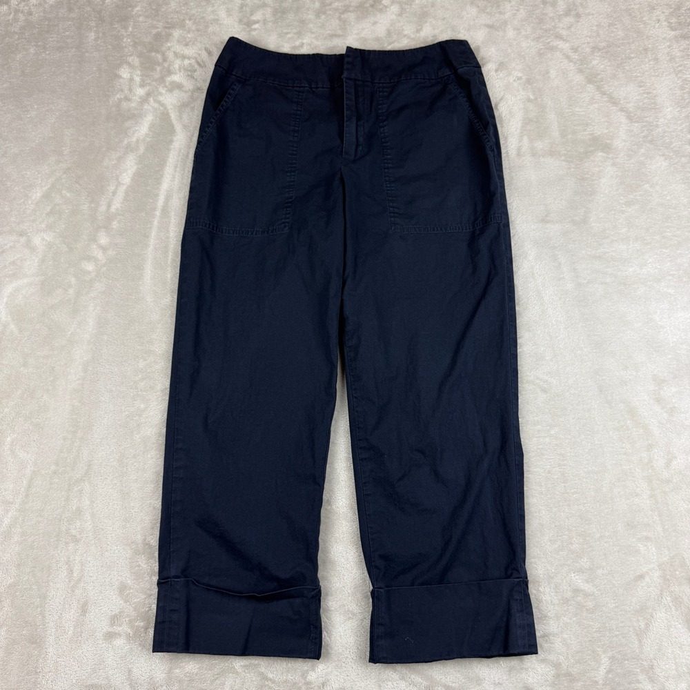 Ralph Lauren Chino Pants Womens 4 (27x22.5) Navy Cropped Cuffed Preppy - Flaw